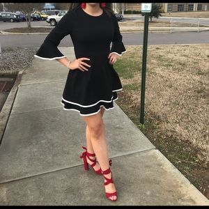 Black Eliza J dress with Ivory Trim